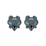 Blue Diamond Gold Heart Earrings