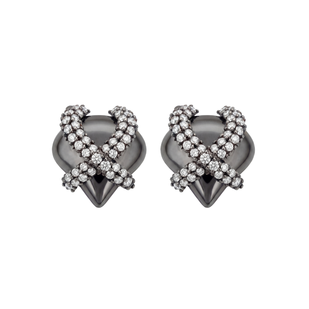 White Silver Heart Earrings