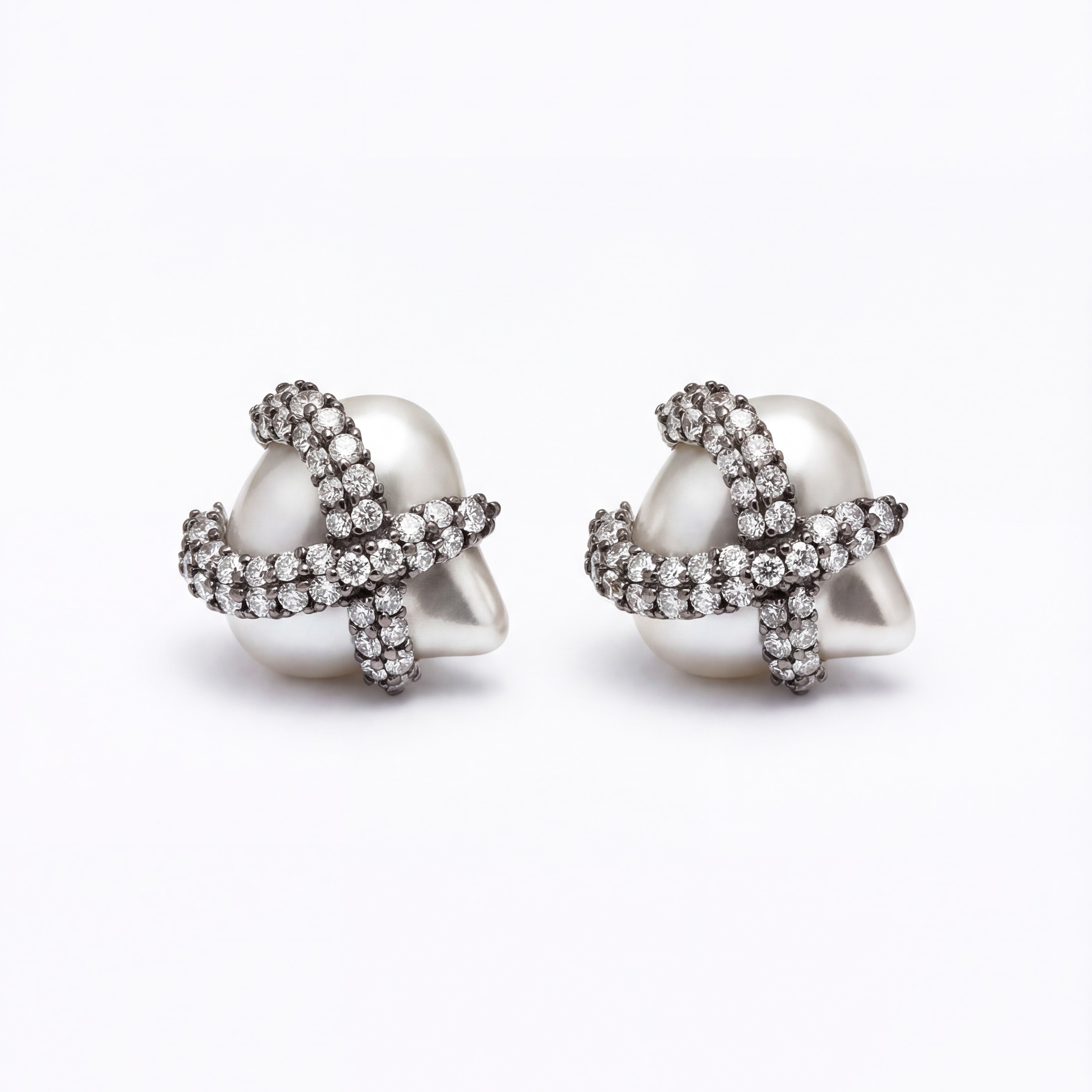 White Silver Heart Earrings