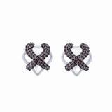 Brown Silver Heart Earrings