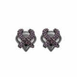 Brown Silver Heart Earrings