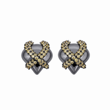 Yellow Silver Heart Earrings
