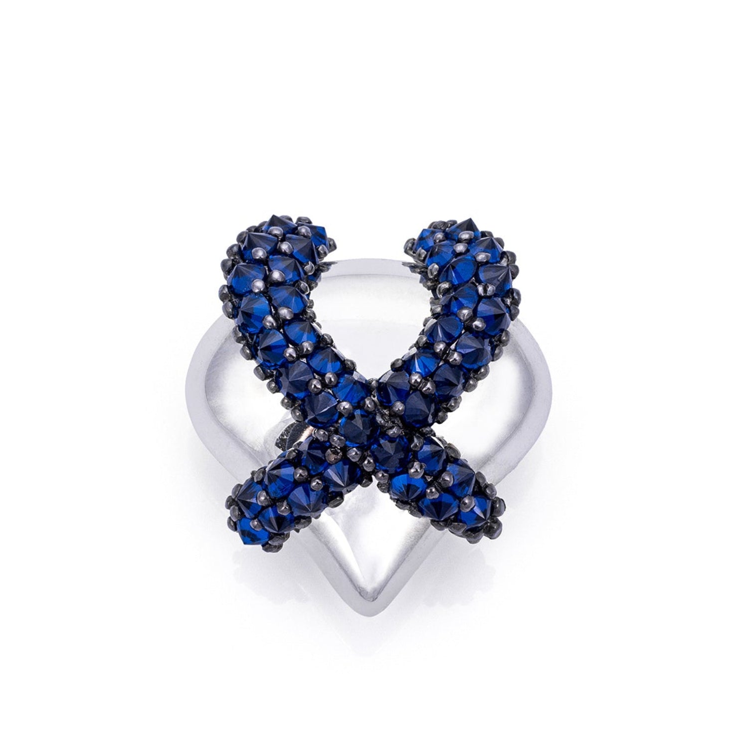 Blue Silver Heart Charm