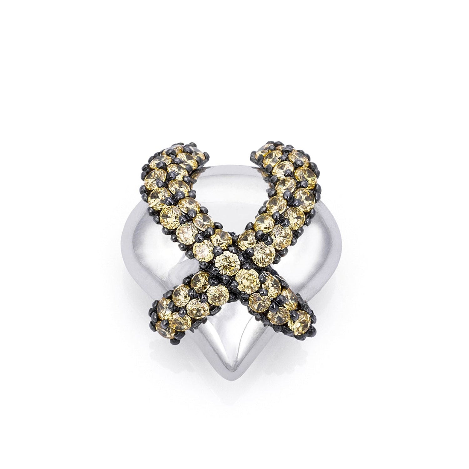 Yellow Silver Heart Charm