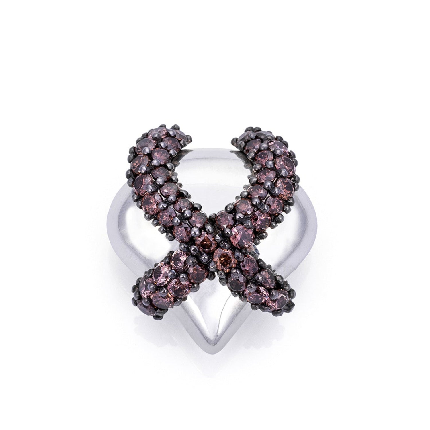 Brown Silver Heart Charm