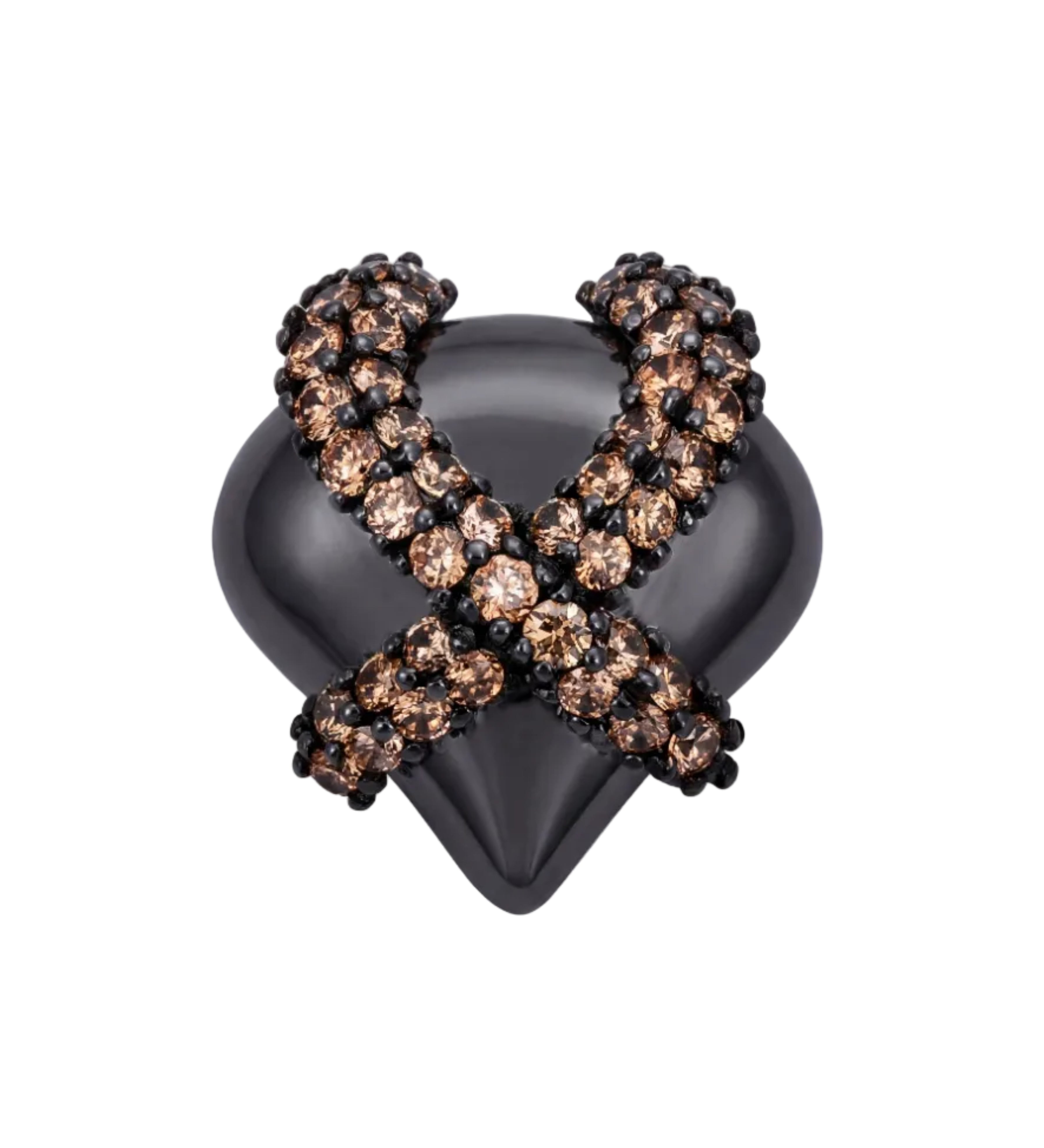 Cognac Silver Heart Charm