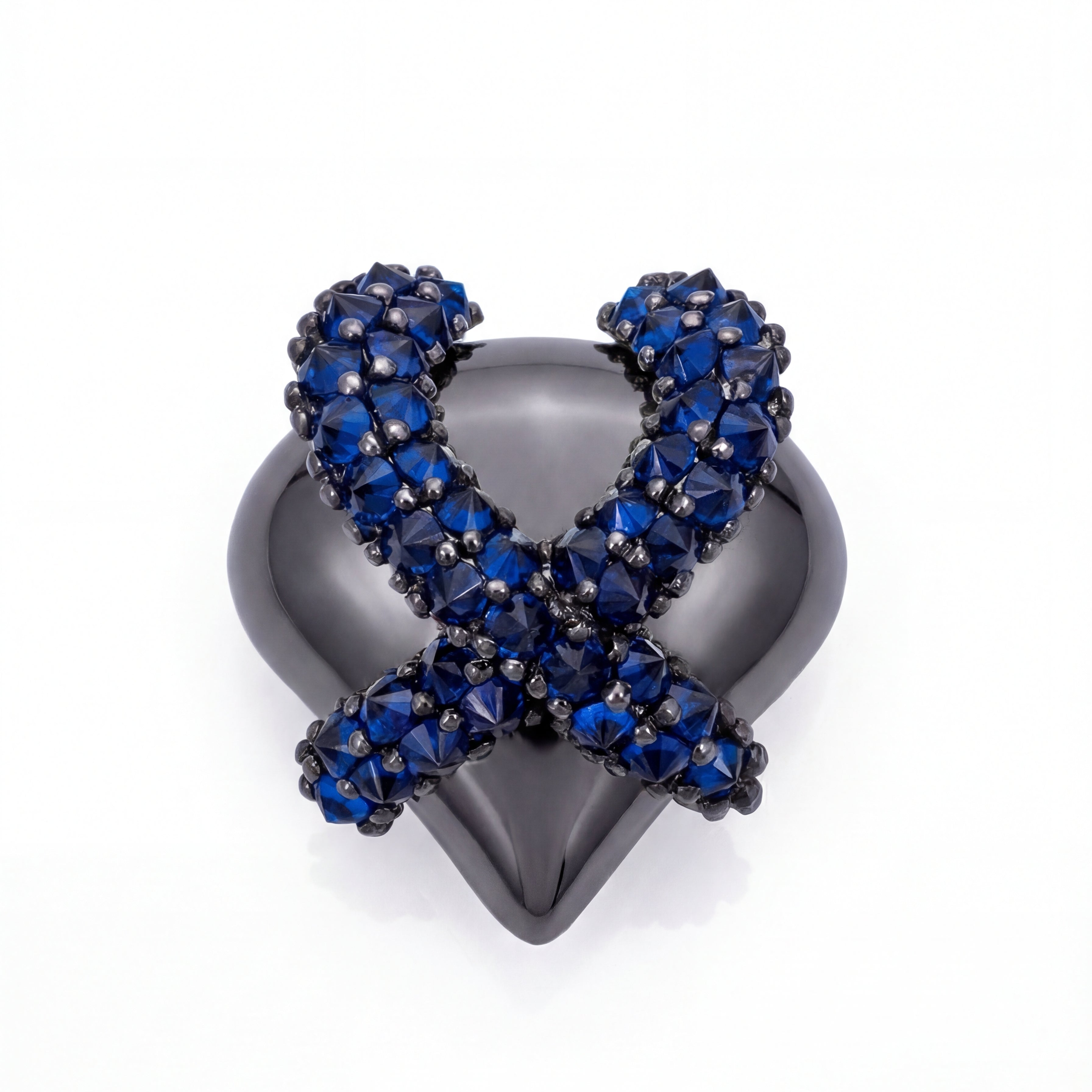 Blue Silver Heart Charm