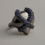 Blue Silver Heart Ring