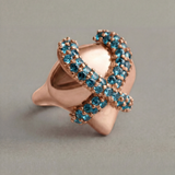 Blue Diamond Heart Ring