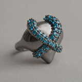 Blue Diamond Heart Ring