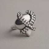 White Silver Heart Ring